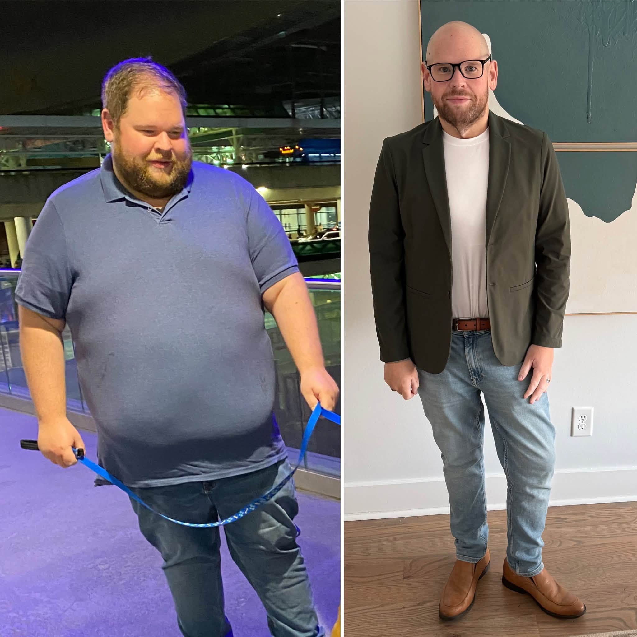 Robert Coles before and after his 306-pound weight loss — from 490 pounds to 184